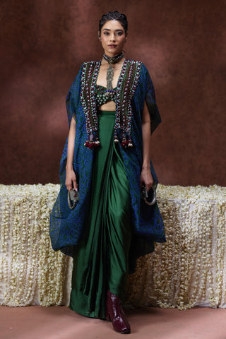 Skirt Set Festive Wear - Green Zoya Cape with Skirt Set by Payal & Zinal
