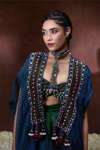 Skirt Set Festive Wear - Green Zoya Cape with Skirt Set by Payal & Zinal