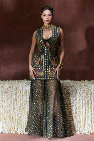 Jacket Set Heritage Wear - Green Kaashi Jacket Set by Payal & Zinal
