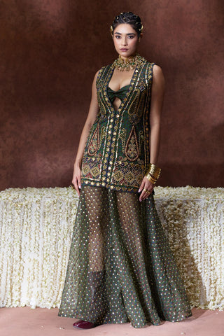 Jacket Set Heritage Wear - Green Kaashi Jacket Set by Payal & Zinal