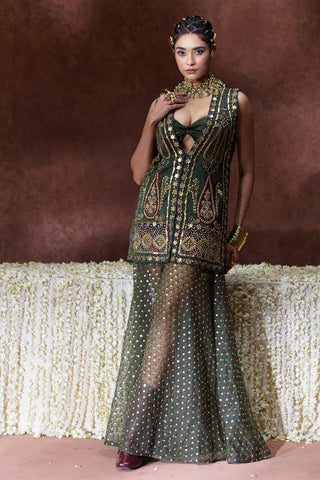 Jacket Set Heritage Wear - Green Kaashi Jacket Set by Payal & Zinal