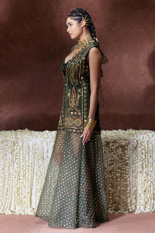 Jacket Set Heritage Wear - Green Kaashi Jacket Set by Payal & Zinal