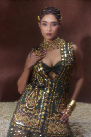 Jacket Set Heritage Wear - Green Kaashi Jacket Set by Payal & Zinal