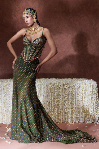 Lehenga Set Heritage Wear - Green Zeenat Lehenga Set by Payal & Zinal