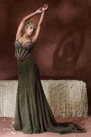 Lehenga Set Heritage Wear - Green Zeenat Lehenga Set by Payal & Zinal
