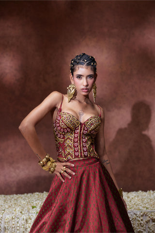 Lehenga Set Bridal Wear - Maroon Mehnaaz Lehenga Set by Payal & Zinal
