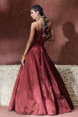 Lehenga Set Bridal Wear - Maroon Mehnaaz Lehenga Set by Payal & Zinal