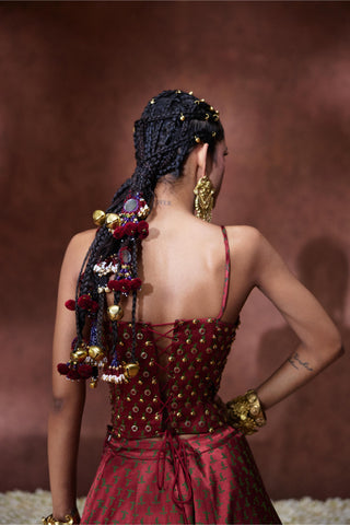 Lehenga Set Bridal Wear - Maroon Mehnaaz Lehenga Set by Payal & Zinal