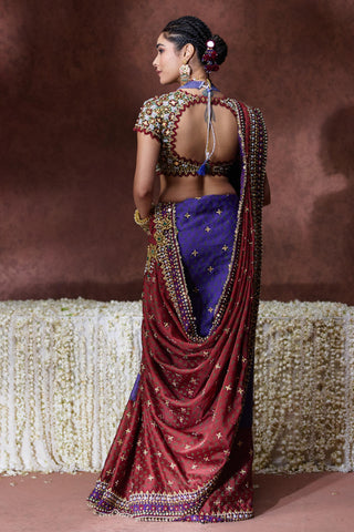 Saree Set Regal Wear - Maroon Kala Saree Set by Payal & Zinal