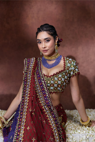 Saree Set Regal Wear - Maroon Kala Saree Set by Payal & Zinal