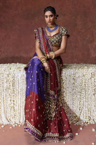 Saree Set Regal Wear - Maroon Kala Saree Set by Payal & Zinal