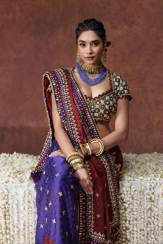 Saree Set Regal Wear - Maroon Kala Saree Set by Payal & Zinal