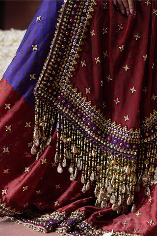 Saree Set Regal Wear - Maroon Kala Saree Set by Payal & Zinal