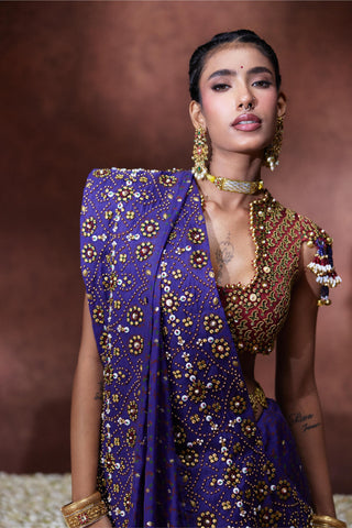 Saree Set Festive Wear - Purple Yasmin Saree Set by Payal & Zinal