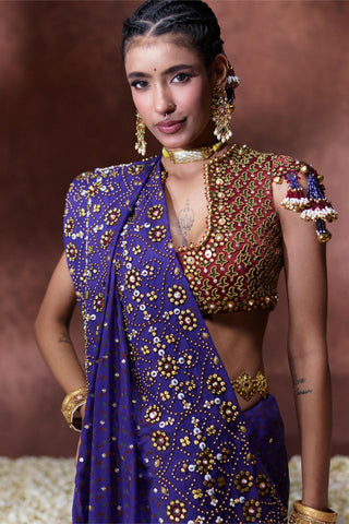 Saree Set Festive Wear - Purple Yasmin Saree Set by Payal & Zinal