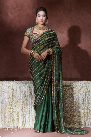 Saree Set Festive Wear - Green Nanda Saree Set by Payal & Zinal