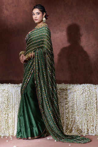 Saree Set Festive Wear - Green Nanda Saree Set by Payal & Zinal