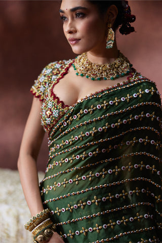 Saree Set Festive Wear - Green Nanda Saree Set by Payal & Zinal