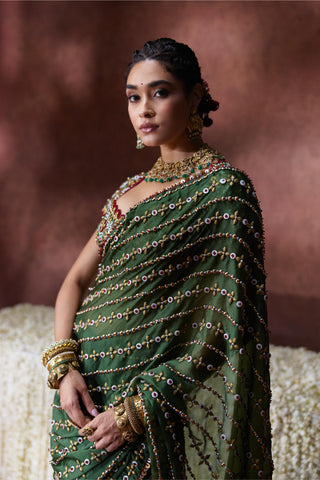 Saree Set Festive Wear - Green Nanda Saree Set by Payal & Zinal