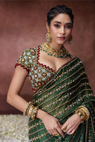 Saree Set Festive Wear - Green Nanda Saree Set by Payal & Zinal