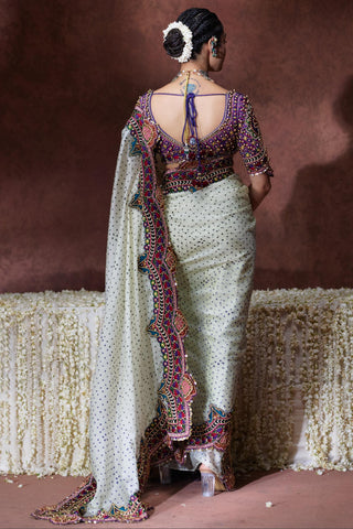 Saree Set Festive Wear - Ivory Bindya Saree Set by Payal & Zinal