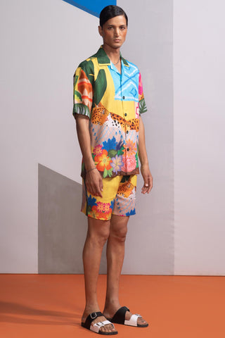 Yellow sleepy cat postcard polo co-ord set