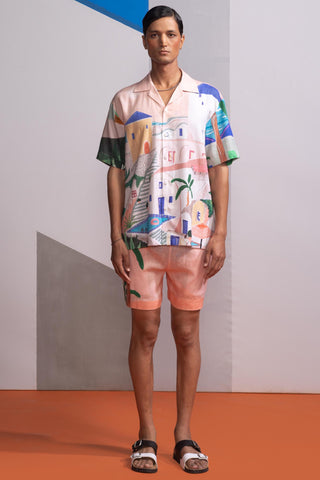 Peach island postcard polo co-ord set