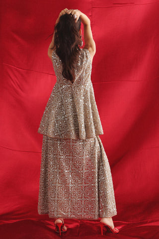 Silver Peplum Set for Indian Weddings – Skirt Pant by Twenty Nine
