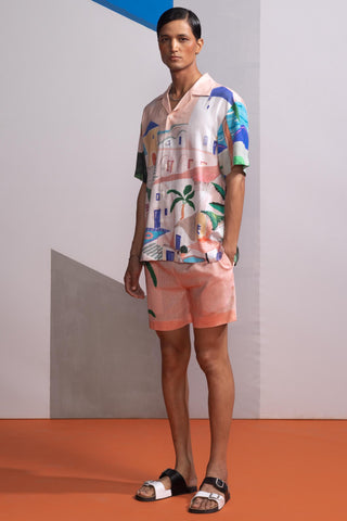 Peach island postcard polo co-ord set