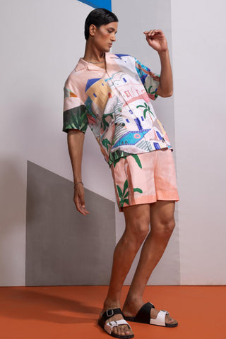 Peach island postcard polo co-ord set