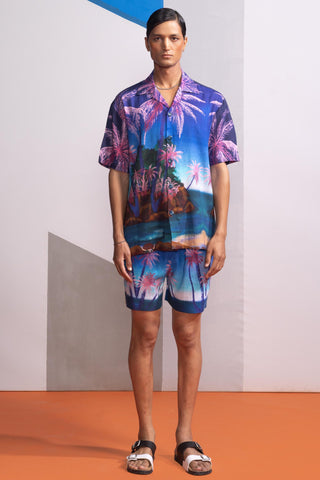 Blue seafoam stardust postcard polo co-ord set