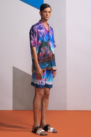 Blue seafoam stardust postcard polo co-ord set