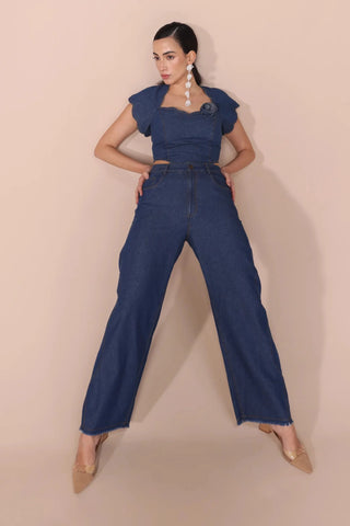 Blue high waist denim