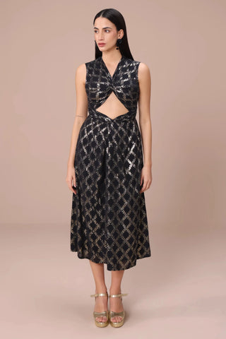 Black & gold shimmering knot dress