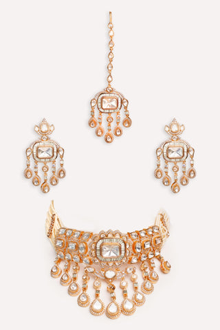 Choker Set for Festive Wear – Gold Ihita Kundan by Zevar by Geeta