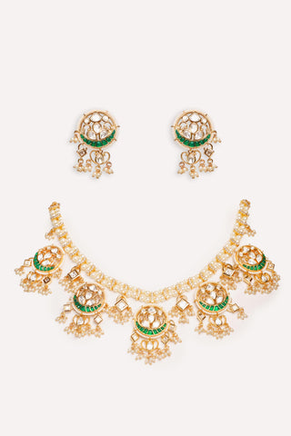 Necklace Set for Festive – Green Tanirika Kundan by Zevar by Geeta