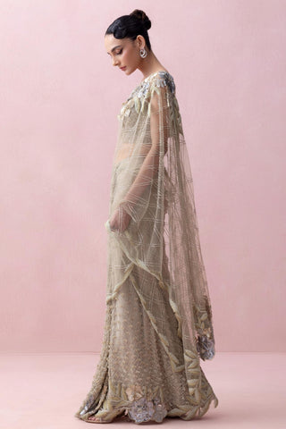 Green reverie-festive sari with and corset blouse