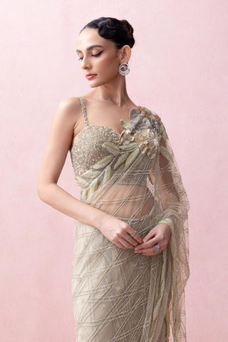 Green reverie-festive sari with and corset blouse