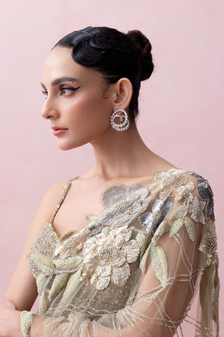 Green reverie-festive sari with and corset blouse