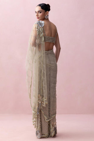 Green reverie-festive sari with and corset blouse