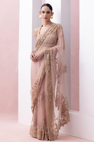 Peach reverie-festive sari with blouse