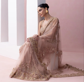 Peach reverie-festive sari with blouse