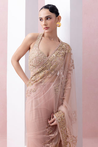 Peach reverie-festive sari with blouse