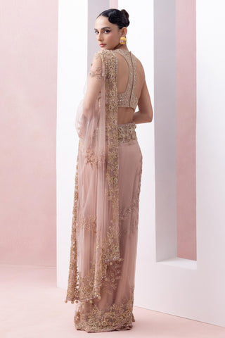 Peach reverie-festive sari with blouse