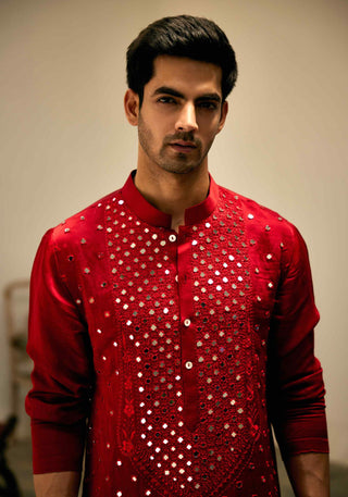 Zaid red kurta and salwar