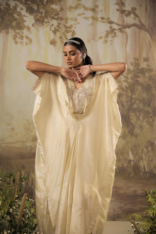 Ivory Kaftan Traditional Wear Embroidered Kaftan by Aashima Behl