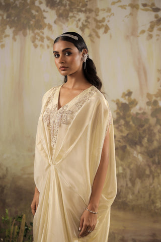 Ivory Kaftan Traditional Wear Embroidered Kaftan by Aashima Behl