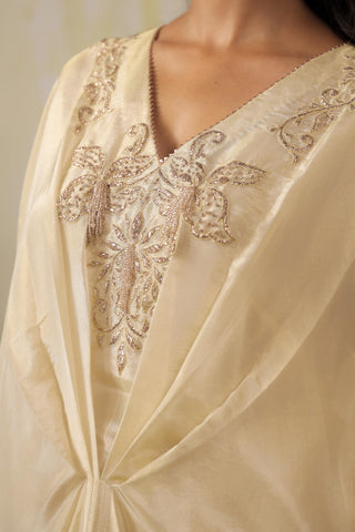 Ivory Kaftan Traditional Wear Embroidered Kaftan by Aashima Behl