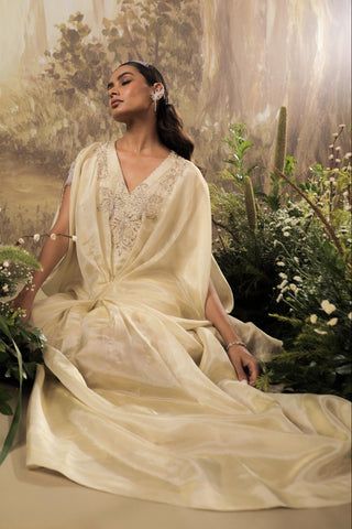 Ivory Kaftan Traditional Wear Embroidered Kaftan by Aashima Behl