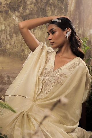 Ivory Kaftan Traditional Wear Embroidered Kaftan by Aashima Behl